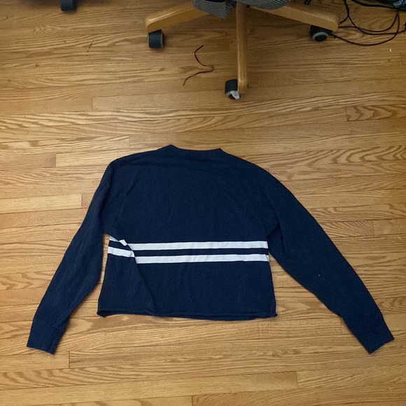 Blue Long Sleeve Top with White Stripes | Brandy Melville - Picture 2 of 2